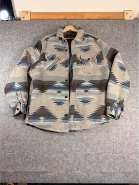 Jachs Aztec Western Boho Shacket Chore Jacket Wool Blend Men's Size L Fleece